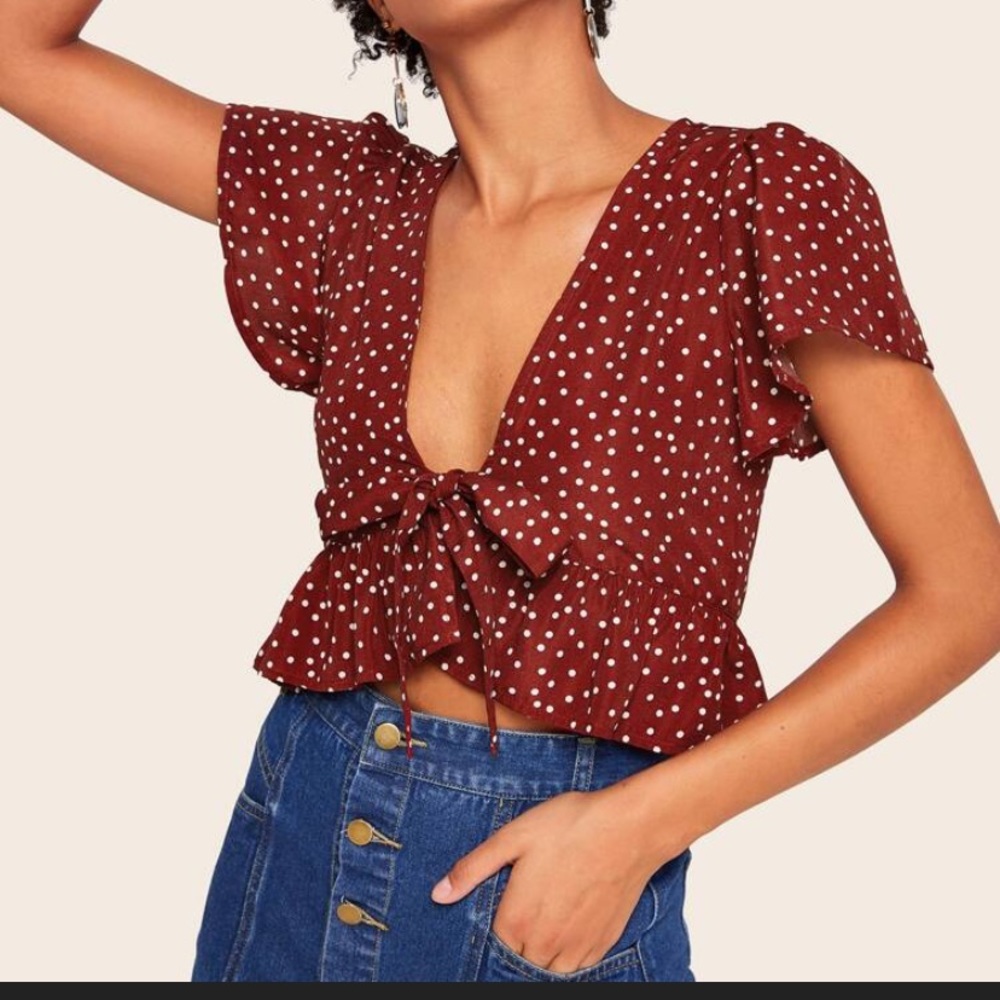 Red tie dot top